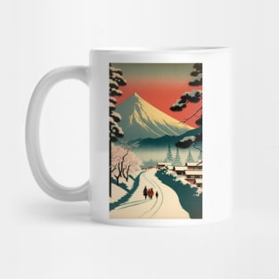 Christmas Time Winter Walk Ukiyo e Art Mug